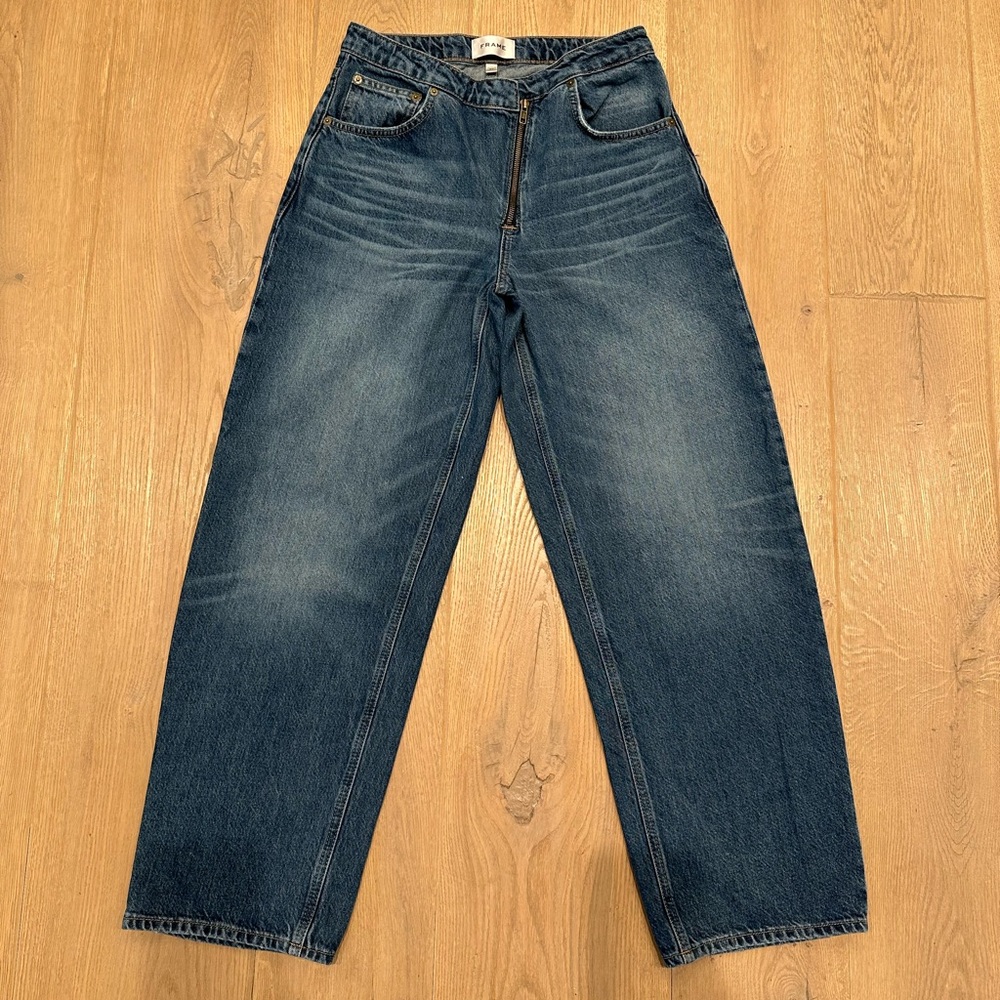 Frame Denim Long Barrel Exposed Zipper Jeans